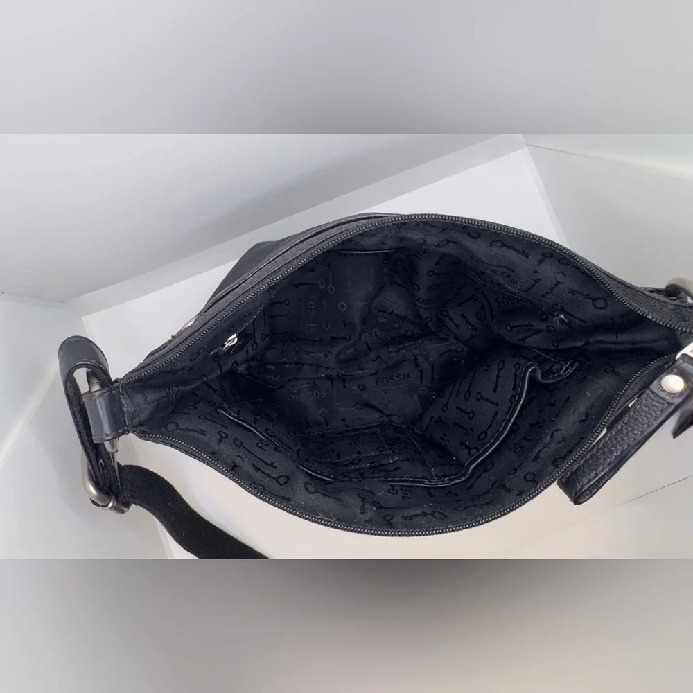 FOSSIL MADDOX BLACK LEATHER BAG CROSSBODY